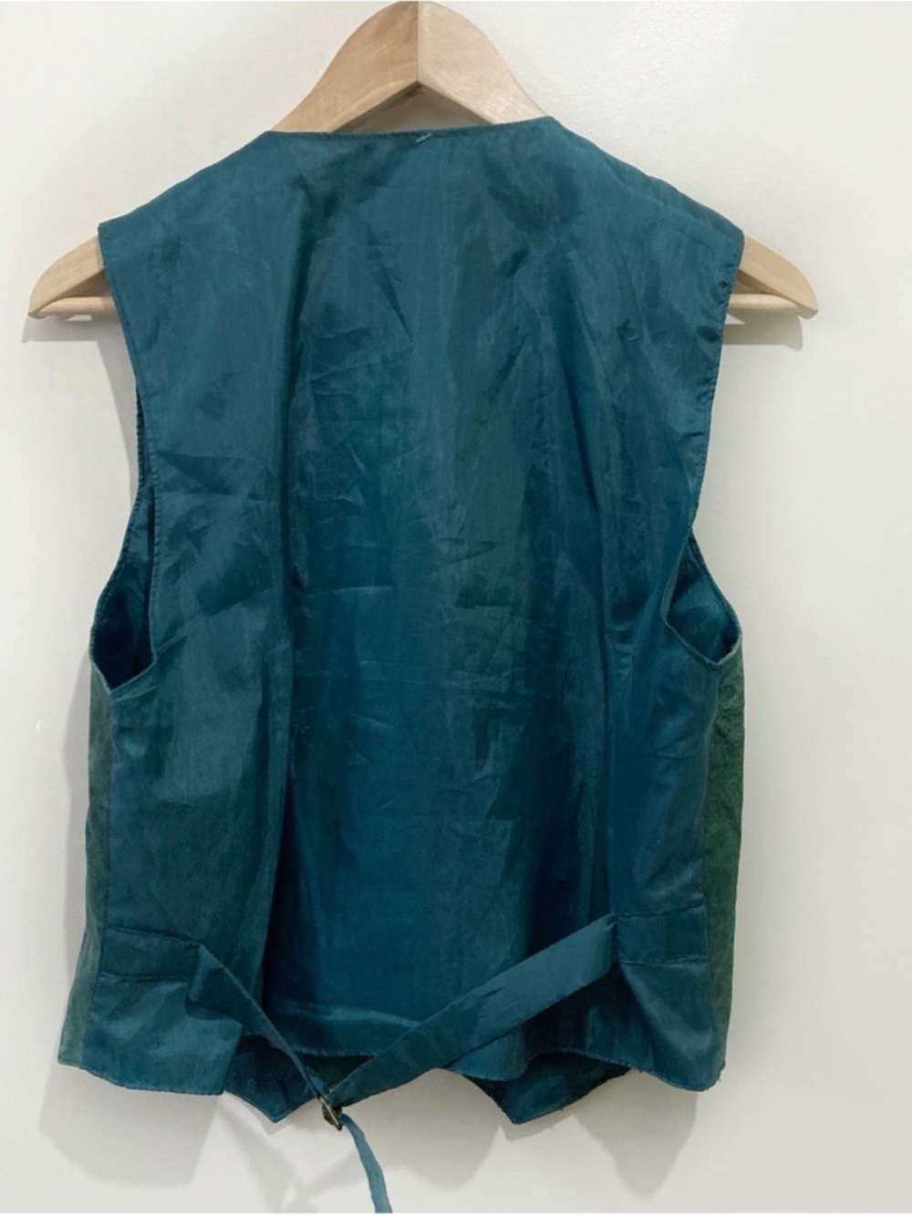 Vintage 90s Suede Leather Vest Forest Green Size Medium Loose Fit Cottagecore - Picture 3 of 10